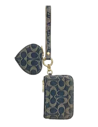 Coach Wristlet And Heart Pouch In Signature Regenerative Cotton Denim