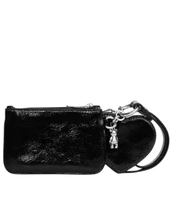 Coach Wristlet And Heart Pouch With Charm Black