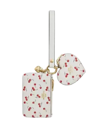 Coach Wristlet And Heart Pouch With Cherry Print And Charm