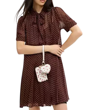 Coach Wristlet And Heart Pouch With Cherry Print And Charm Chalk
