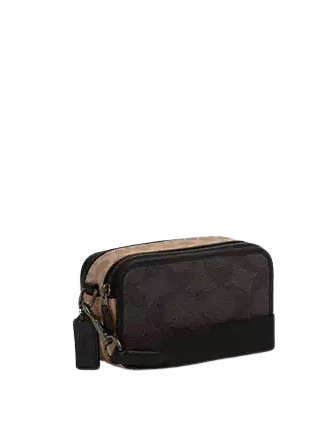 Coach Wyatt Crossbody Bag In Blocked Signature Canvas Walnut Tan
