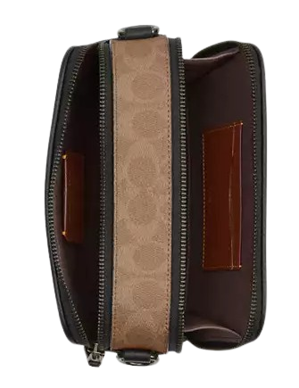 Coach Wyatt Crossbody Bag In Blocked Signature Canvas Walnut Tan