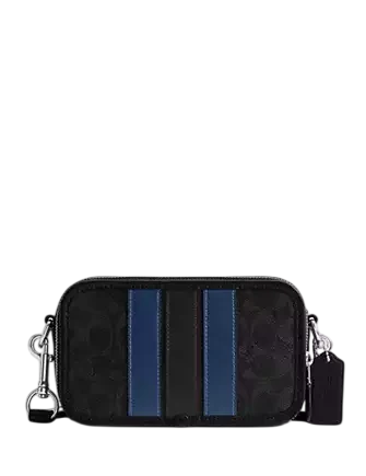 Coach Wyatt Crossbody Bag In Signature Canvas With Varsity Stripe Black