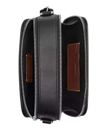 Coach Wyatt Crossbody Bag In Signature Canvas With Varsity Stripe Black