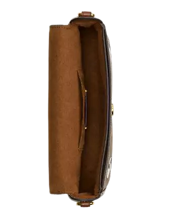 Coach X Peanuts Hailey Flap Bag In Signature Canvas With Snoopy Print Tan