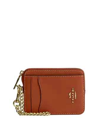 Coach Zip Card Case Amber Brown