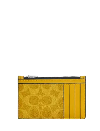 Coach Zip Card Case In Signature Canary