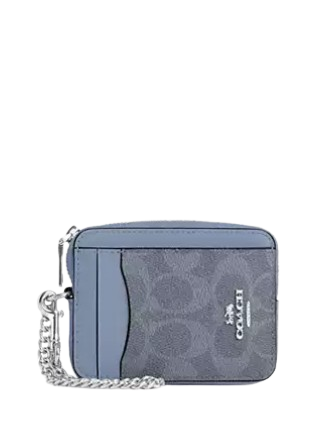 Coach Zip Card Case In Signature Canvas