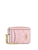 Coach Zip Card Case In Signature Canvas Powder Pink 