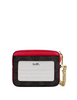 Coach Zip Card Case In Signature Canvas Walnut Bold Red