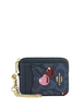 Coach Zip Card Case In Signature Canvas With Cherry Print Navy