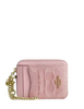 Coach Zip Card Case In Signature Denim With Charm Light Pink 
