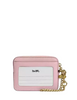 Coach Zip Card Case In Signature Denim With Charm Light Pink 