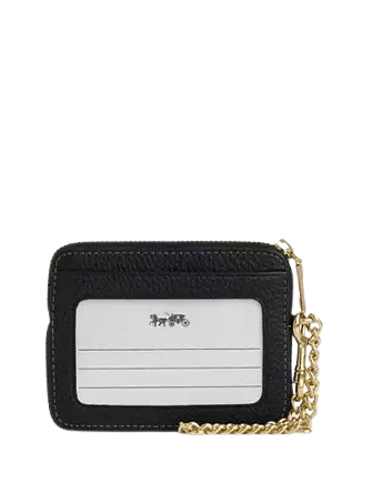 Coach Zip Card Case In Signature Leather Black