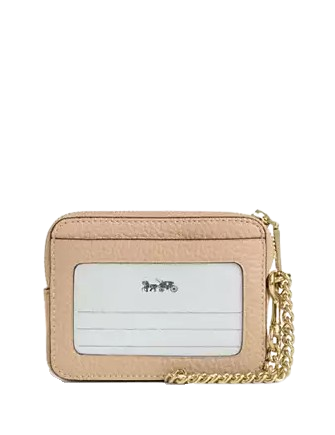Coach Zip Card Case In Signature Leather Oat