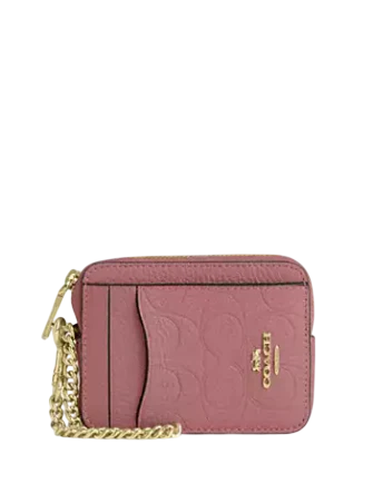 Coach Zip Card Case In Signature Leather