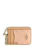 Coach Zip Card Case In Signature Leather With Charm Faded Blush 