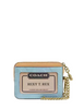 Coach Zip Card Case In Signature Leather With Charm Light Blue