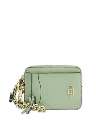 Coach Zip Card Case With Bows Light Pistachio