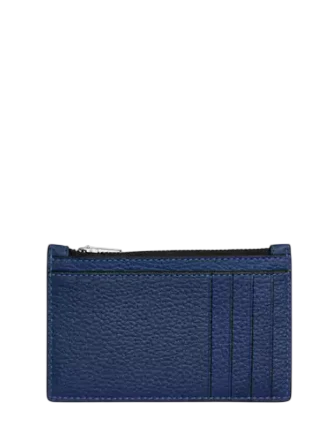 Coach Zip Card Case With Car Print Deep Blue 
