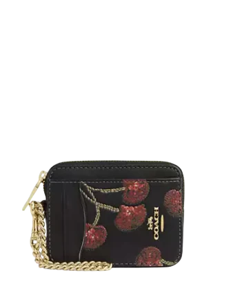 Coach Zip Card Case With Cherry Print