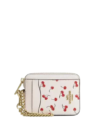 Coach Zip Card Case With Cherry Print