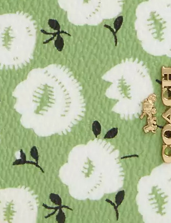 Coach Zip Card Case With Floral Print Kelly Green
