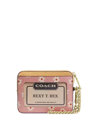 Coach Zip Card Case With Floral Print Pink