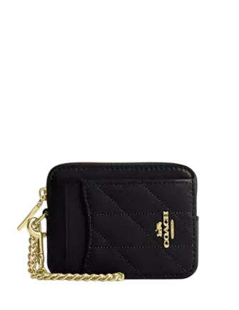 Coach Zip Card Case With Quilting  Black