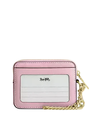 Coach Zip Card Case With Quilting Carnation