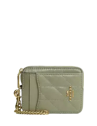 Coach Zip Card Case With Quilting Pistachio
