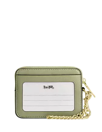 Coach Zip Card Case With Quilting Pistachio