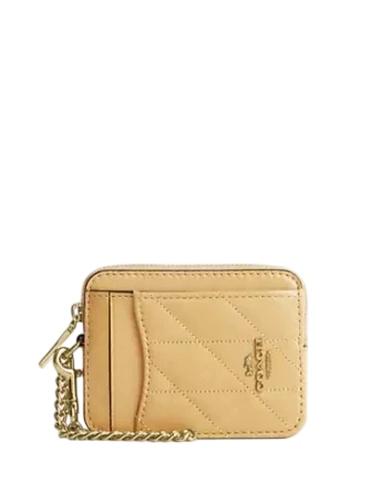 Coach Zip Card Case With Quilting Soft Yellow