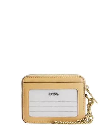 Coach Zip Card Case With Quilting Soft Yellow