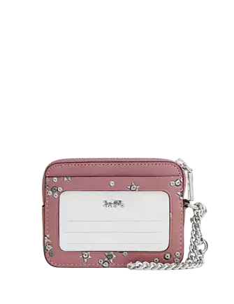 Coach Zip Card Case With Star Print Dusty Pink