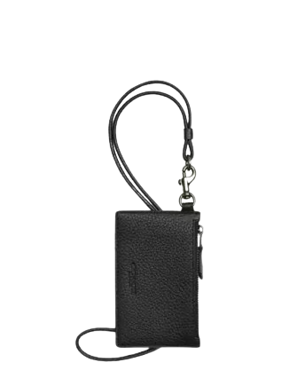Coach Zip Lanyard Card Case Black