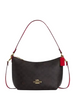 Coach Zip Top Shoulder Bag In Signature Canvas Walnut Bold Red