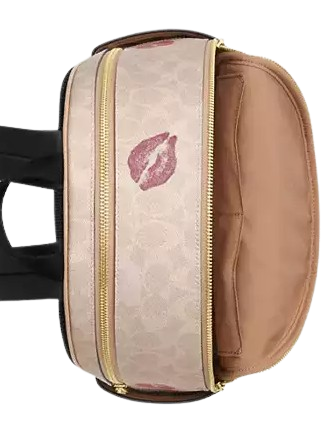 Coach Court Backpack In Signature Canvas With Lips Print