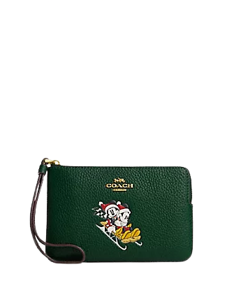 Coach Disney X Coach Corner Zip Wristlet With Sled Motif