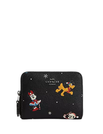 Coach Disney X Coach Small Zip Around Wallet With Holiday Print