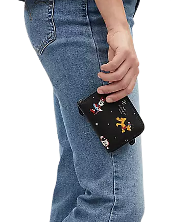 Coach Disney X Coach Small Zip Around Wallet With Holiday Print
