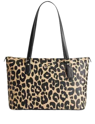 Coach Gallery Tote Bag With Leopard Print