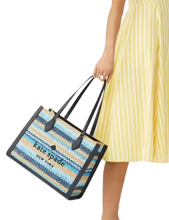 Kate Spade New York Ellie Stripe Straw Large Tote