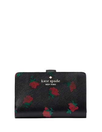 Kate Spade New York Madison Rose Toss Printed Medium Compact Bifold Wallet