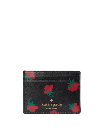 Kate Spade New York Madison Rose Toss Printed Small Slim Card Holder