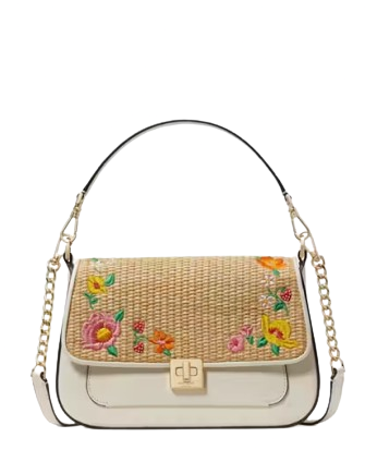 Kate Spade New York Phoebe Embroidered Straw Flap Crossbody