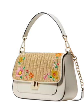 Kate Spade New York Phoebe Embroidered Straw Flap Crossbody