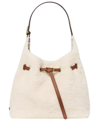 Kate Spade New York 454 Belted Faux Shearling Shoulder Bag  Cashew Milk 