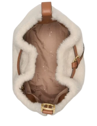 Kate Spade New York 454 Belted Faux Shearling Shoulder Bag  Cashew Milk 