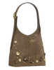 Kate Spade New York 454 Embellished Suede Small Shoulder Bag Driftwood